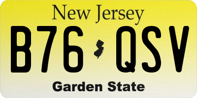 NJ license plate B76QSV