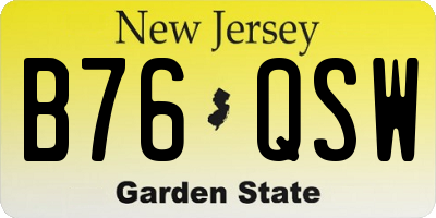 NJ license plate B76QSW