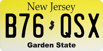 NJ license plate B76QSX