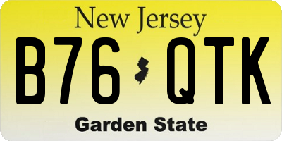 NJ license plate B76QTK