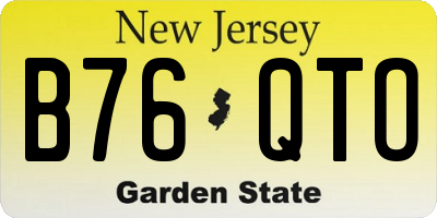 NJ license plate B76QTO
