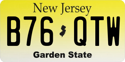 NJ license plate B76QTW
