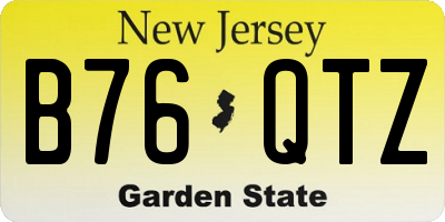 NJ license plate B76QTZ