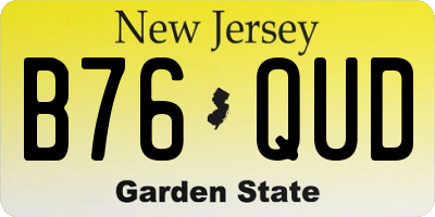 NJ license plate B76QUD