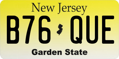 NJ license plate B76QUE