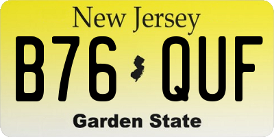 NJ license plate B76QUF