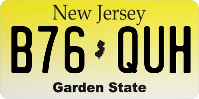 NJ license plate B76QUH