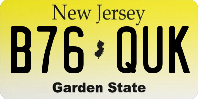 NJ license plate B76QUK