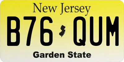 NJ license plate B76QUM