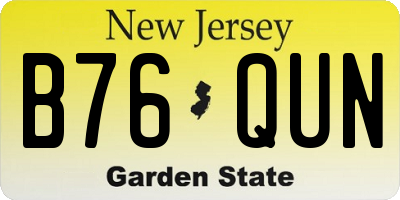 NJ license plate B76QUN