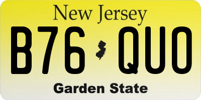 NJ license plate B76QUO