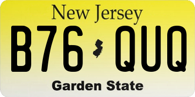 NJ license plate B76QUQ