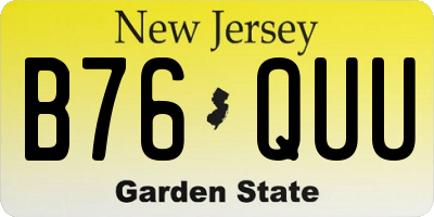 NJ license plate B76QUU