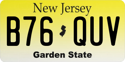 NJ license plate B76QUV