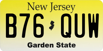 NJ license plate B76QUW