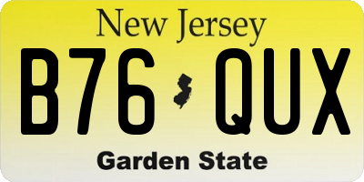 NJ license plate B76QUX