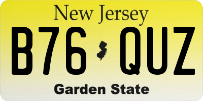 NJ license plate B76QUZ