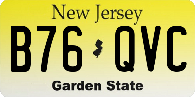 NJ license plate B76QVC