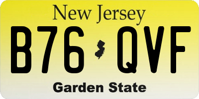 NJ license plate B76QVF