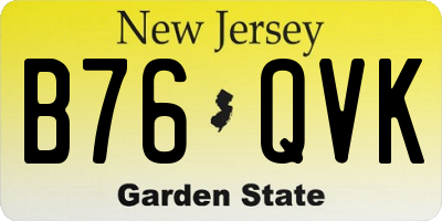 NJ license plate B76QVK