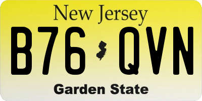 NJ license plate B76QVN