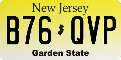 NJ license plate B76QVP