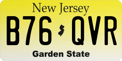 NJ license plate B76QVR