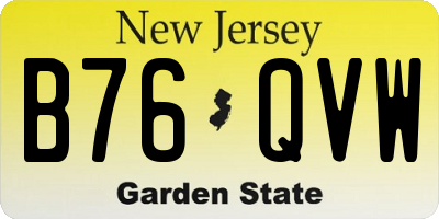 NJ license plate B76QVW