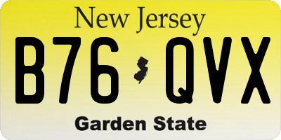 NJ license plate B76QVX