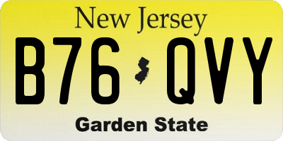 NJ license plate B76QVY