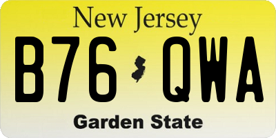 NJ license plate B76QWA