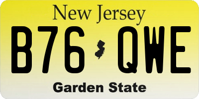 NJ license plate B76QWE