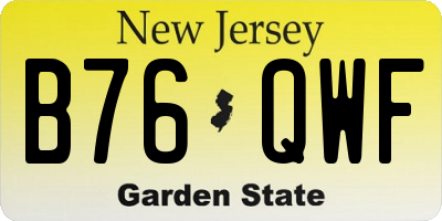 NJ license plate B76QWF