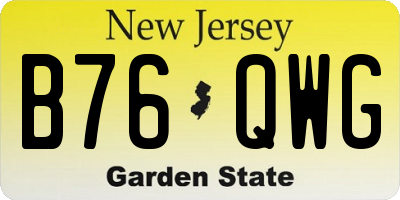 NJ license plate B76QWG