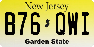NJ license plate B76QWI