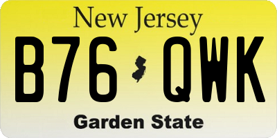 NJ license plate B76QWK