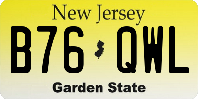 NJ license plate B76QWL