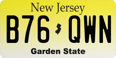 NJ license plate B76QWN