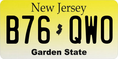 NJ license plate B76QWO