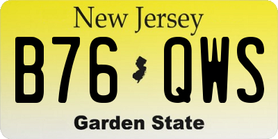 NJ license plate B76QWS