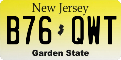 NJ license plate B76QWT
