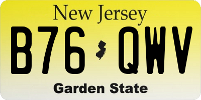 NJ license plate B76QWV