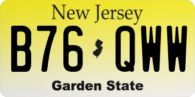 NJ license plate B76QWW