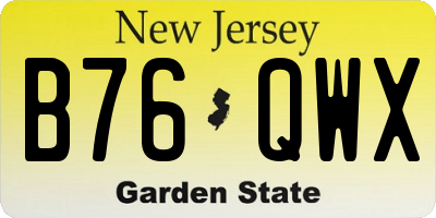 NJ license plate B76QWX