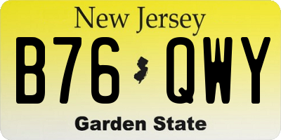 NJ license plate B76QWY
