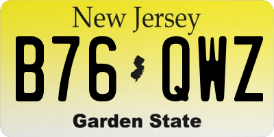NJ license plate B76QWZ