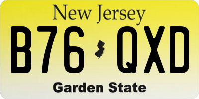 NJ license plate B76QXD