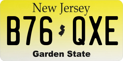 NJ license plate B76QXE