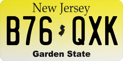 NJ license plate B76QXK