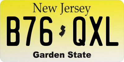 NJ license plate B76QXL